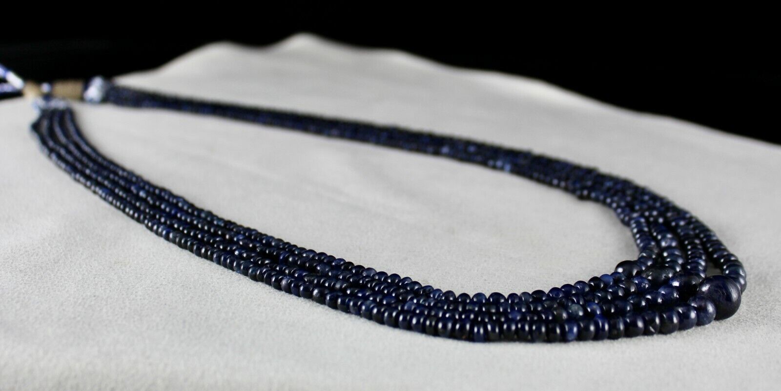 NATURAL BLUE SAPPHIRE BEADS ROUND 4 LINE 380 CTS GEMSTONE COLLECTORS NECKLACE