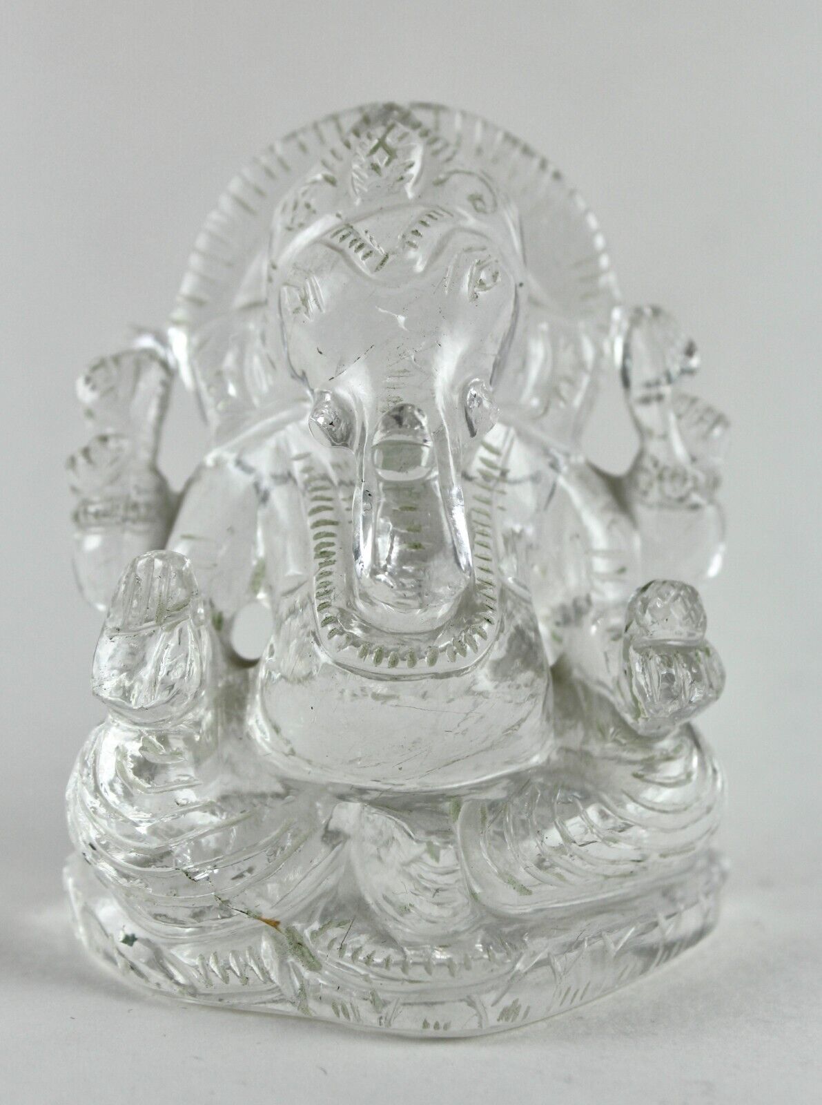 Natural Rock Crystal Quartz 3 In 826 Ct White Lord Ganesha Statue For Home Decor