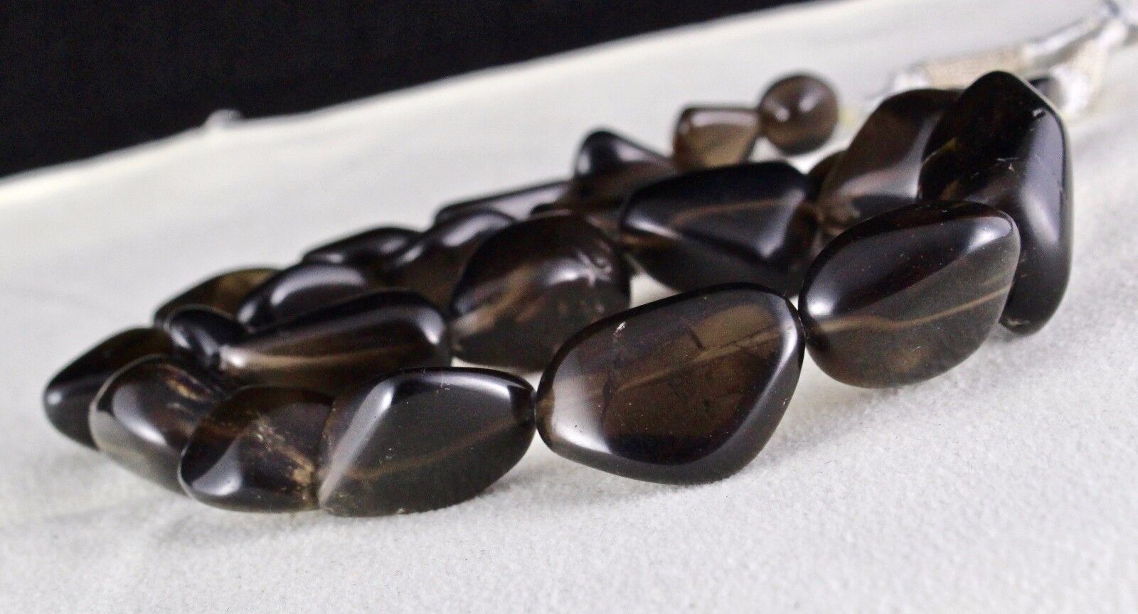 NATURAL SMOKY QUARTZ BEADS TUMBLE CABOCHON 1 LINE 770 CARATS GEMSTONE NECKLACE