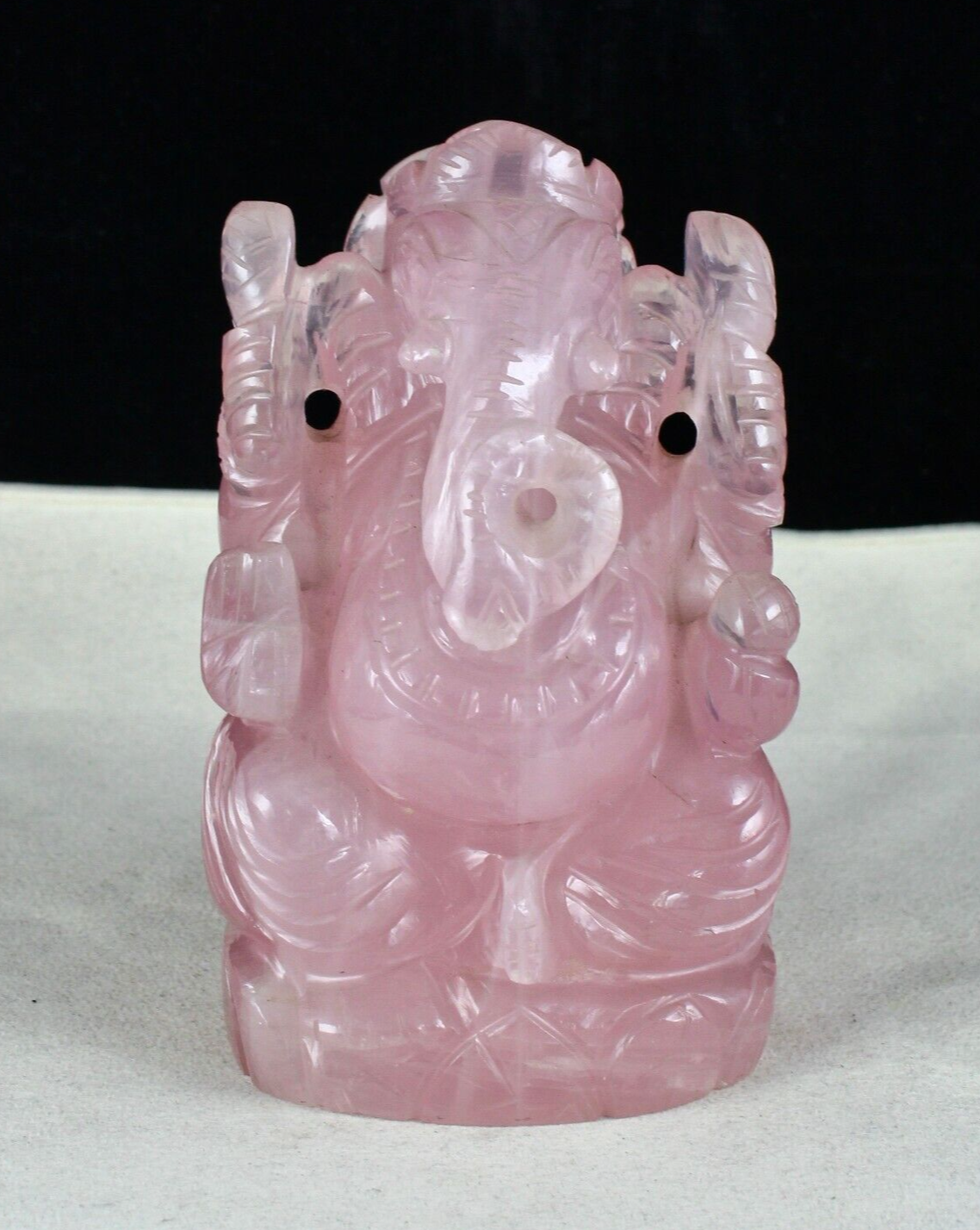 Rose Quartz Lord Ganesha 5" 4925 Ct Pink Divine Gemstone Statue Figure