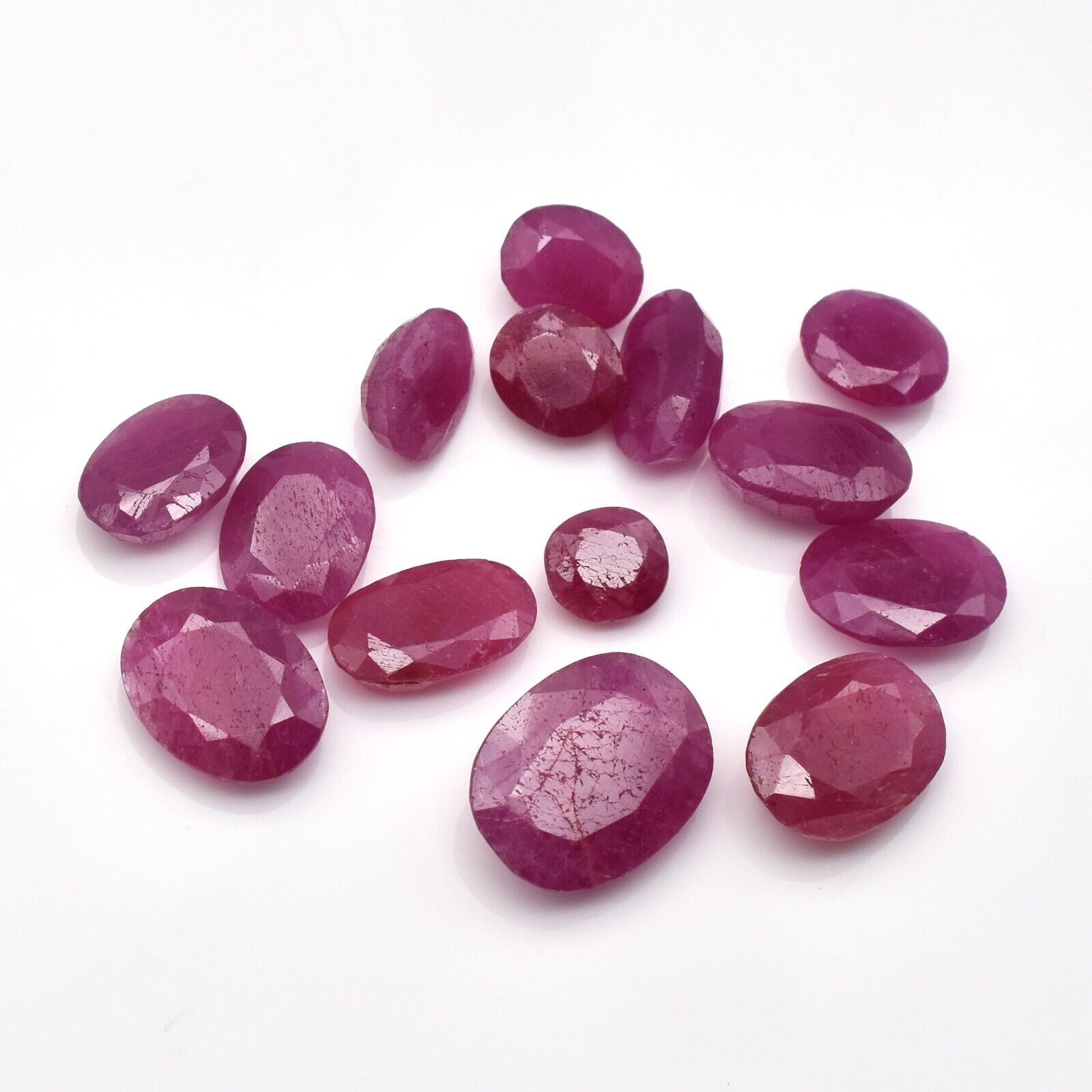 Natural Ruby Set Oval Cut 14 Pcs 36.15 Carats Untreated Gemstone Fine Designing