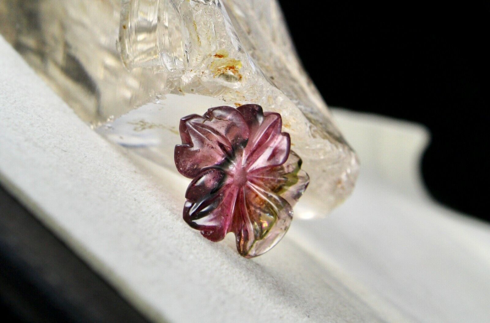 NATURAL MULTI TOURMALINE CARVED FLOWER 18.99 CTS GEMSTONE DESIGN PENDANT BROOCH