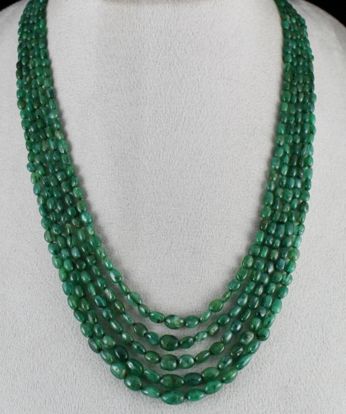 Certified Antique Natural Emerald Necklace 328ct Precious Gem Beaded Strings