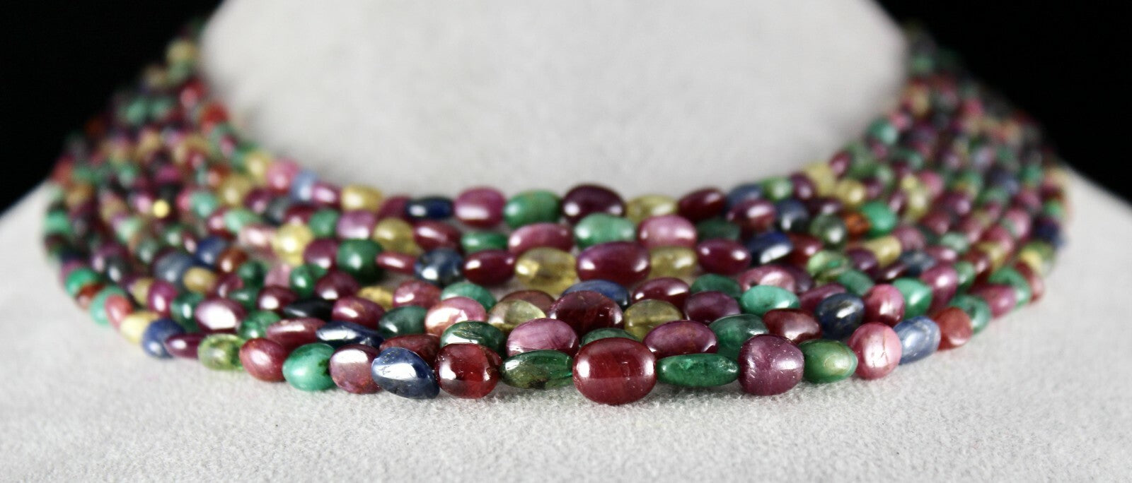 Certified Natural Emerald Ruby Sapphire Hessonite 542ct Gemstone Necklace