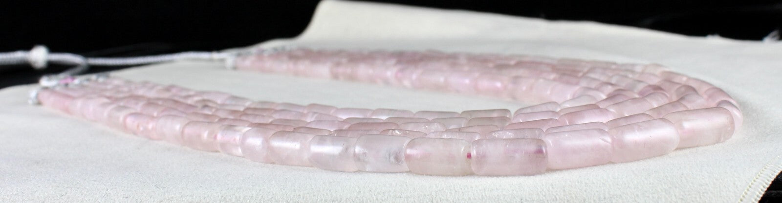 Antique Fashion Necklace Natural Pink Rose Quartz Tube Beads 1173 Ct Gemstone