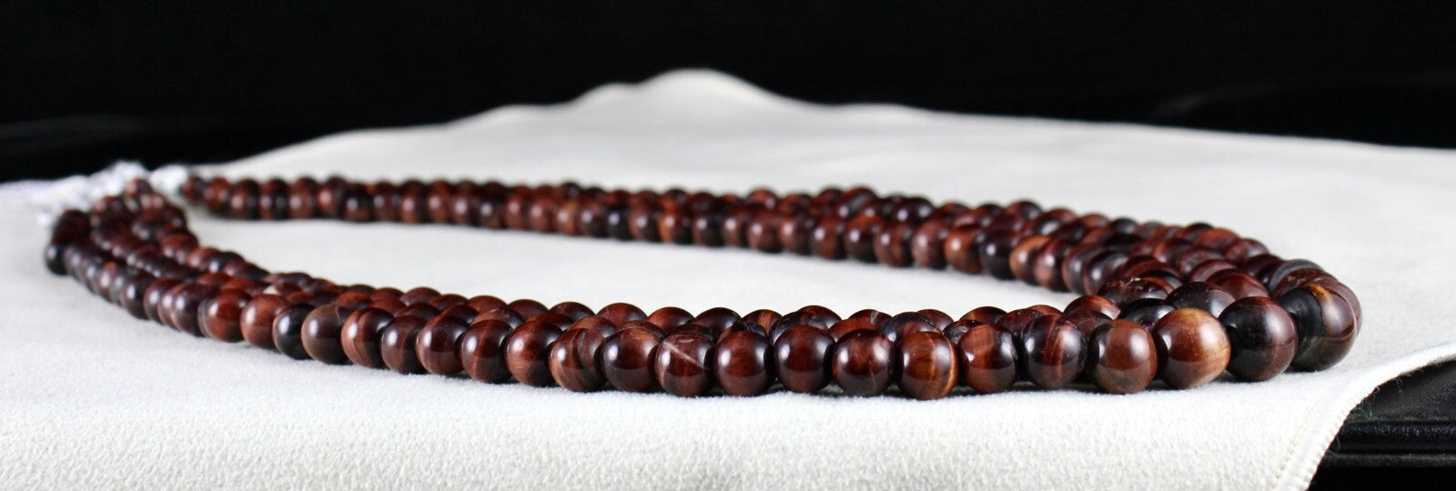 Natural Red Tiger's Eye Gemstone Necklace 3 L 611 Ct Beaded Round Fashion