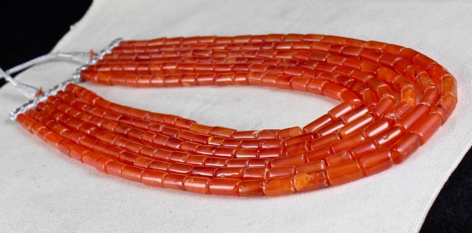 Natural Carnelian Beads Fancy Tube 6 L 1017 Ct Orange Gemstone Fashion Necklace