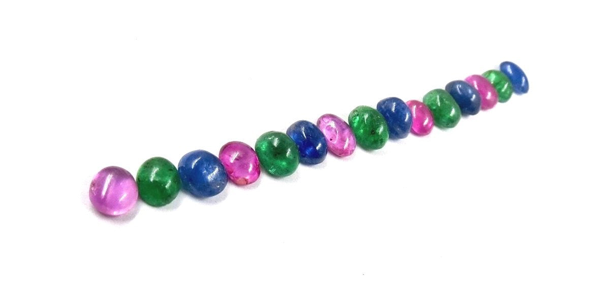 Certified Natural Emerald Sapphire Ruby Oval Cabochon Gemstone 1995ct Bracelet