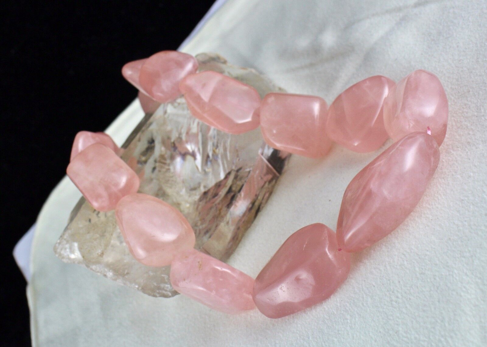 NATURAL ROSE QUARTZ TUMBLE CABOCHON BEADS 1 LINE 1280 CARATS GEMSTONE NECKLACE