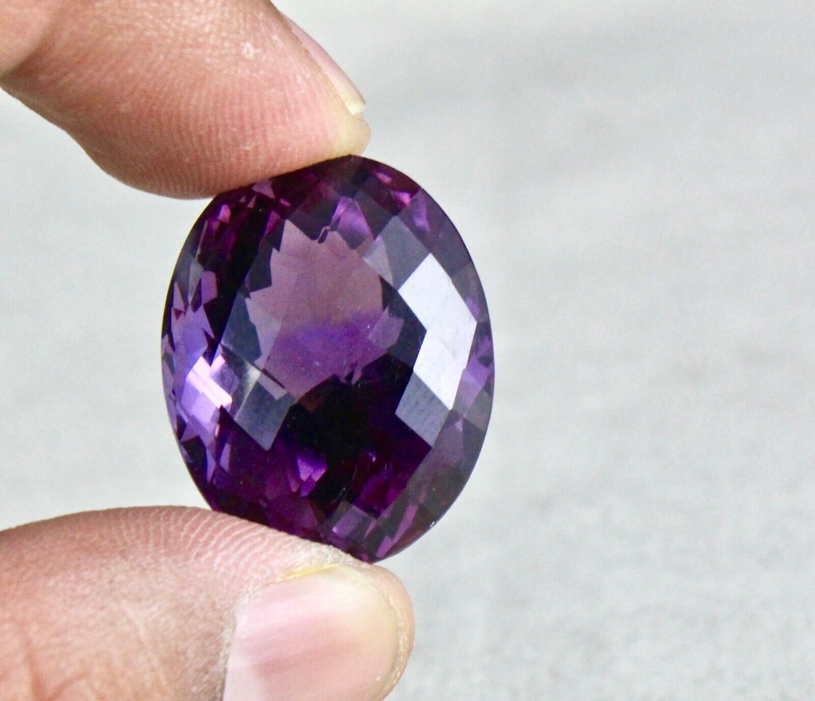 Big 25X20mm Natural Amethyst Oval Fine Cut 43.48 Ct Gemstone For Pendant Ring