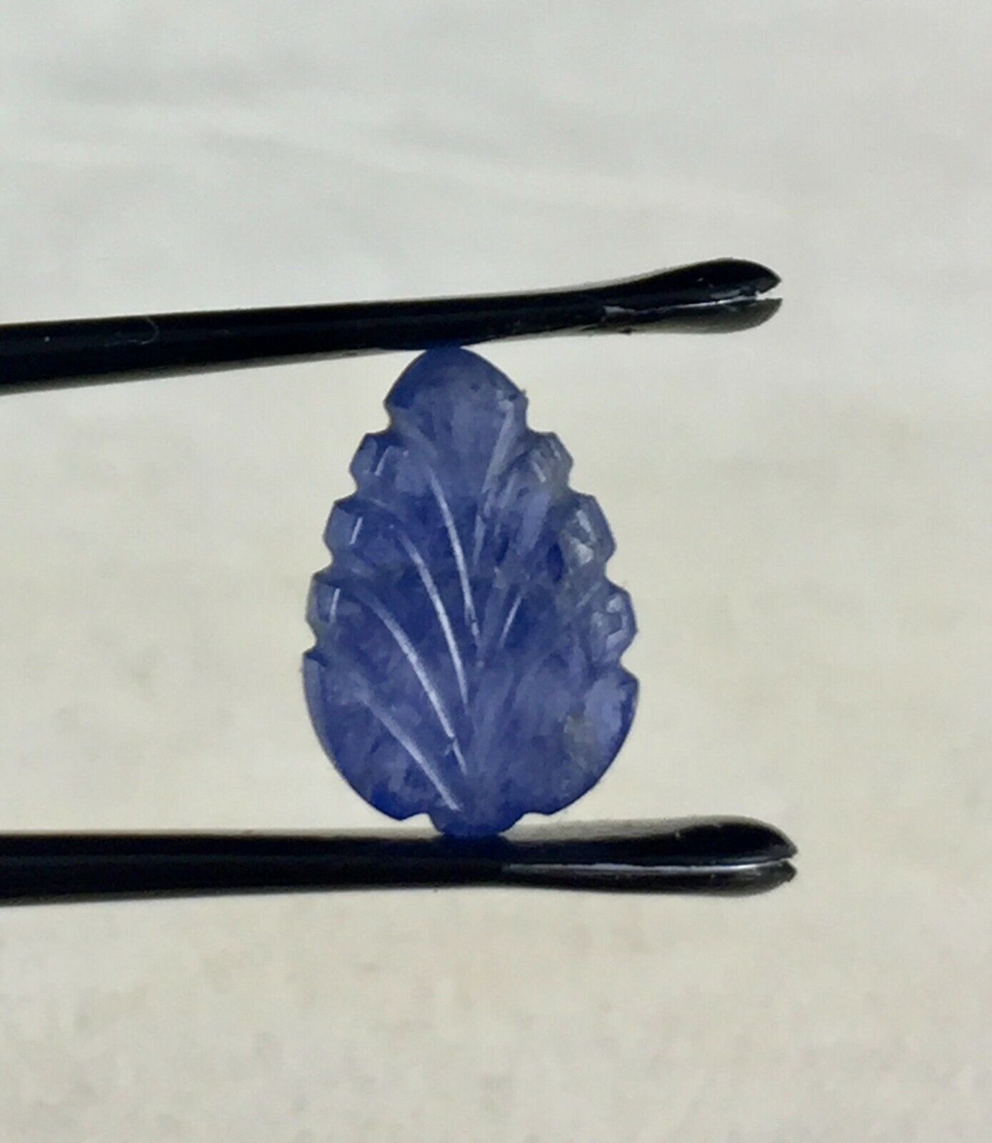 NATURAL BLUE SAPPHIRE CARVED LEAF 3.44 CTS UNHEATED BURMA GEMSTONE RING PENDANT