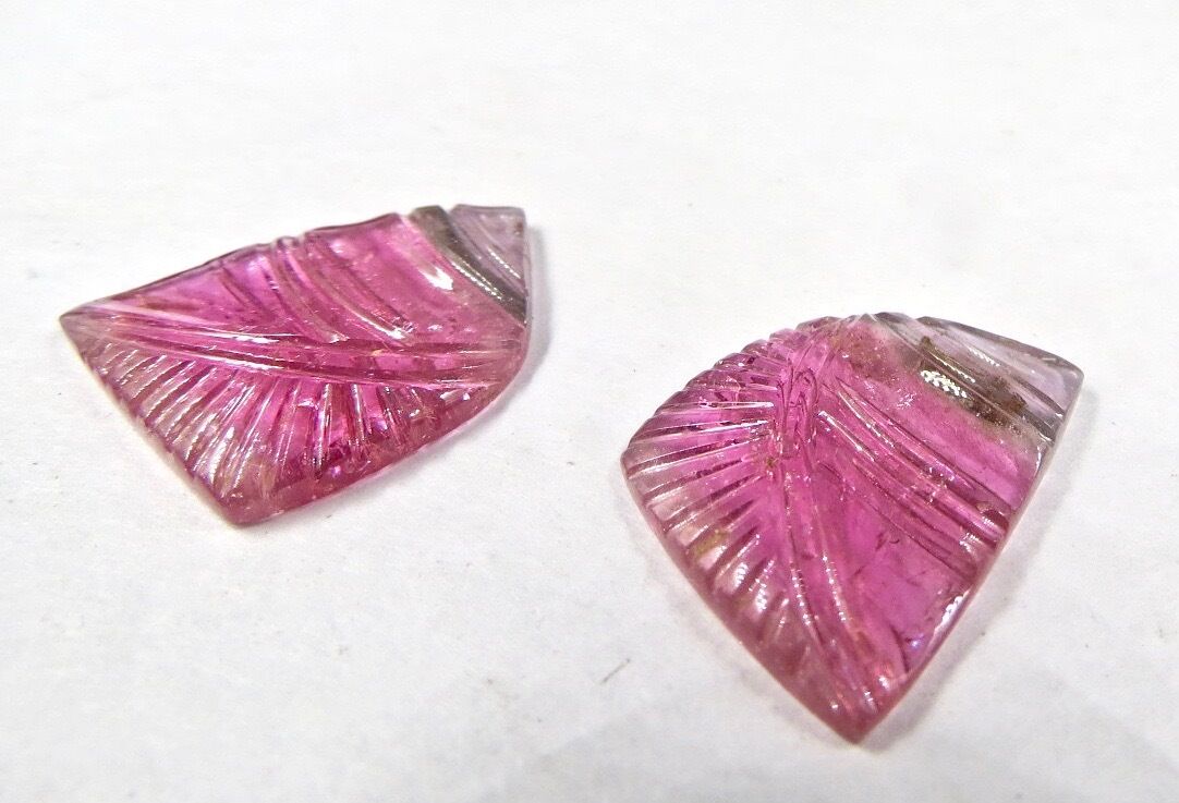 NATURAL MULTI COLOUR TOURMALINE CARVED 15.93 CARATS GEMSTONE FOR EARRING