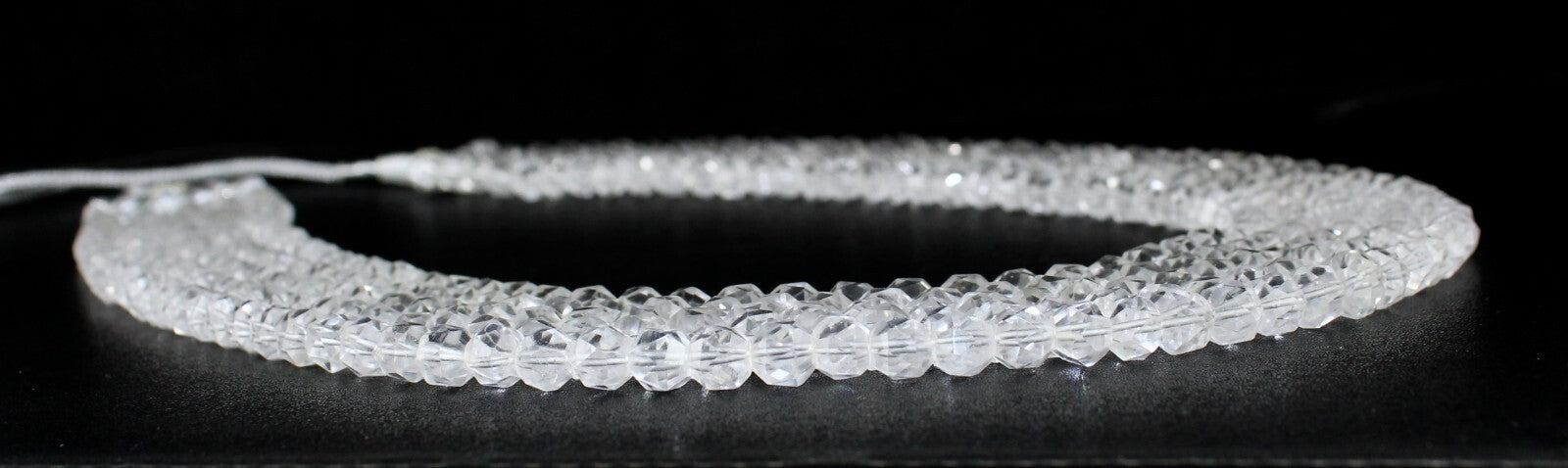 Natural Rock Crystal Quartz Faceted Round Beads Necklace 5l 932 Ct Gemstone Fine