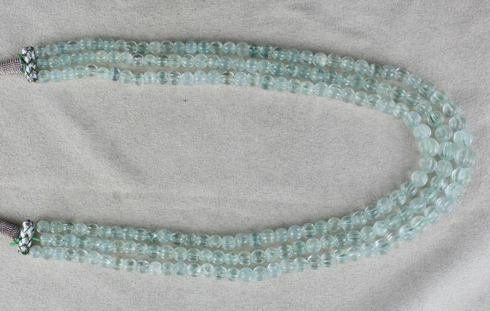 Certified Natural Blue Aquamarine 395 Ct Melon Round Beads Gemstone Necklace