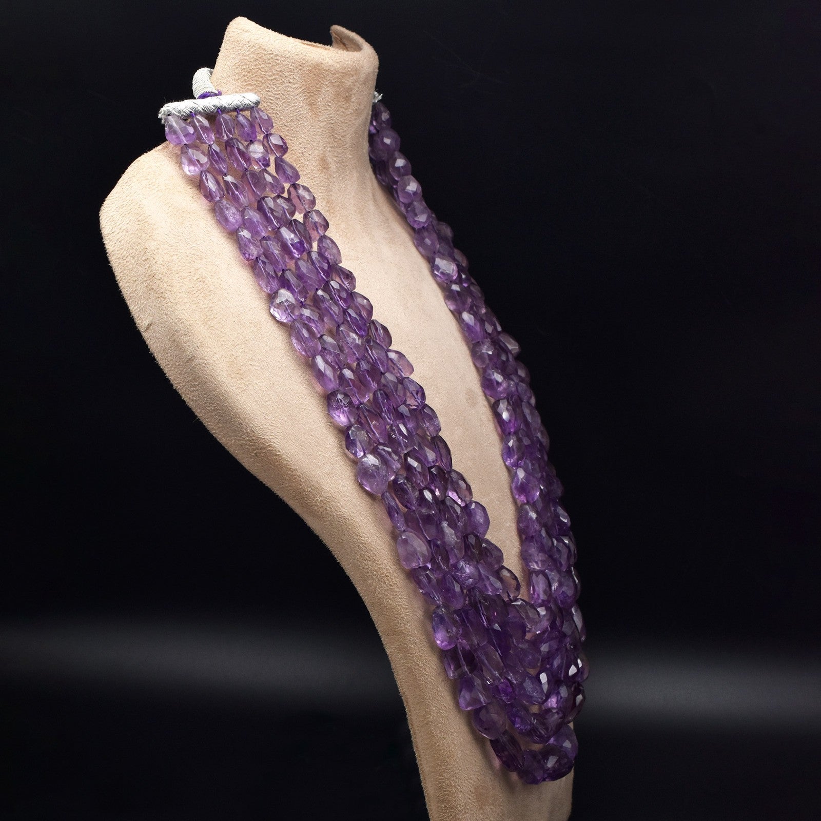 Natural Amethyst Faceted Tumble Beaded Necklace 5L 1425 Ct – Purple Gemstone