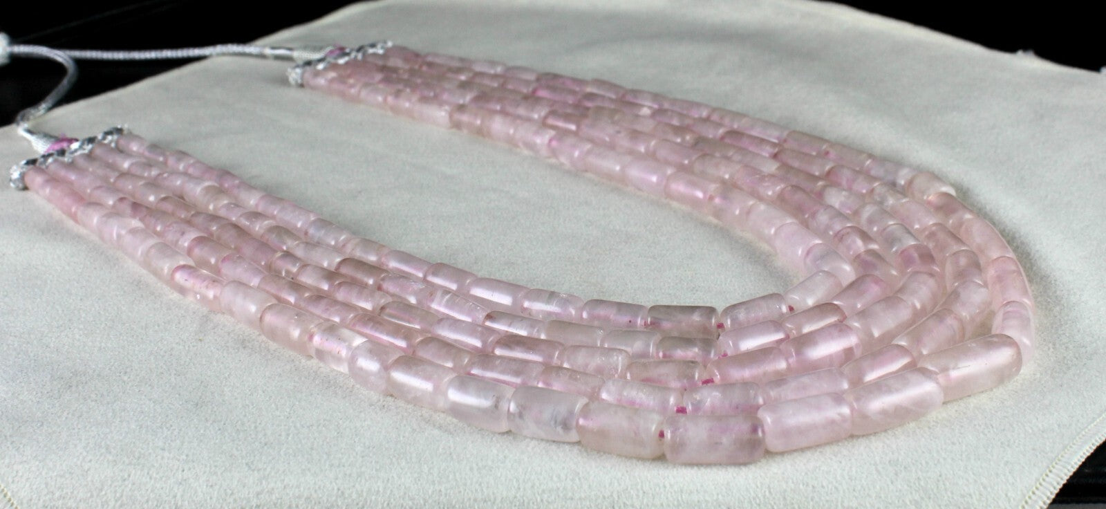 Antique Fashion Necklace Natural Pink Rose Quartz Tube Beads 1173 Ct Gemstone