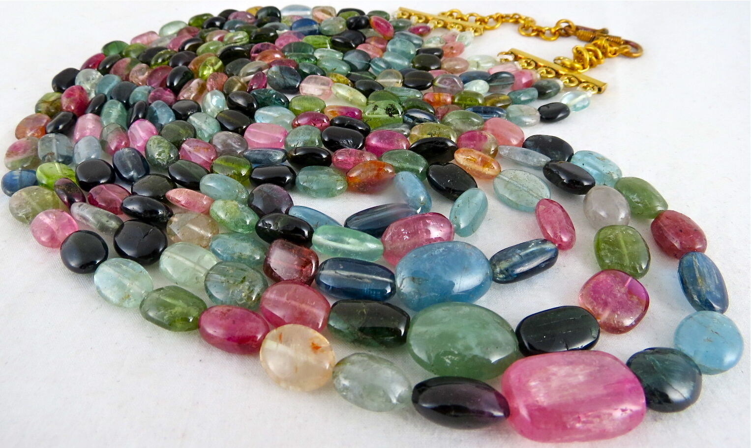 Natural Multi Tourmaline Aquamarine Beads 848 Ct Gemstone Fine Cocktail Necklace