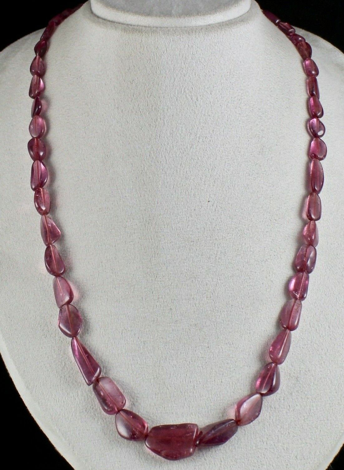 FINE 27" LONG NATURAL PINK TOURMALINE BEADS 311 CARATS GEMSTONE FASHION NECKLACE