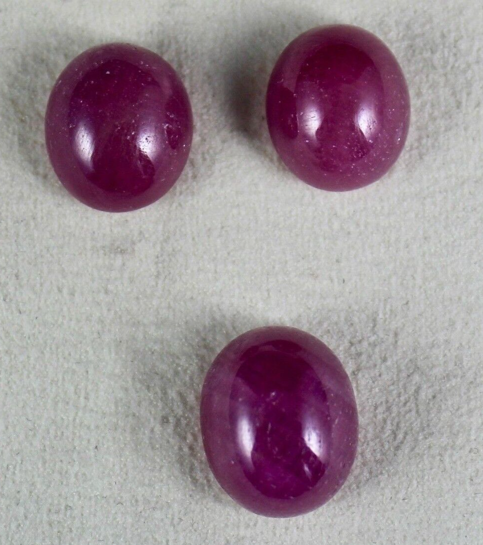 Certified Natural Ruby Oval Cabochon 3 Pc 80.39 Ct Gemstone Set For Earrings