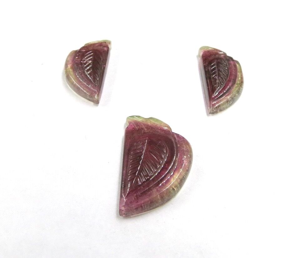 Multi Watermelon Tourmaline Carved 23.59 Ct Gemstone Designing Earring Pendant