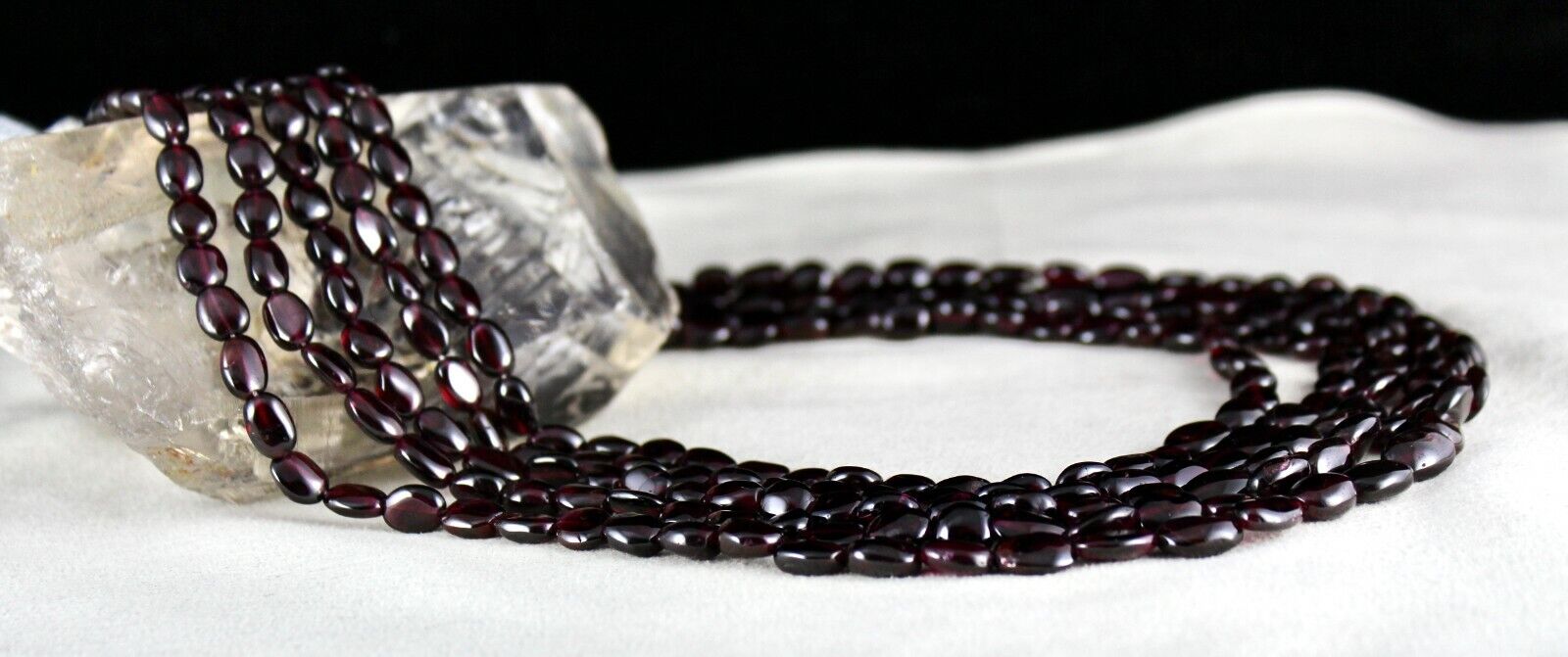 NATURAL RED GARNET BEADS LONG 5 LINE 860 CARATS GEMSTONE BEADED FASHION NECKLACE