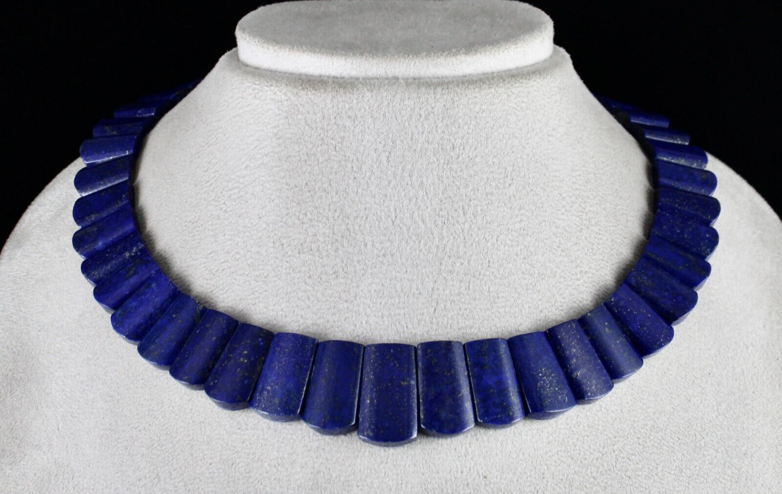 Natural Blue Lapis Lazuli Flat Cut 463 Ct Gemstone Semiprecious Fashion Necklace
