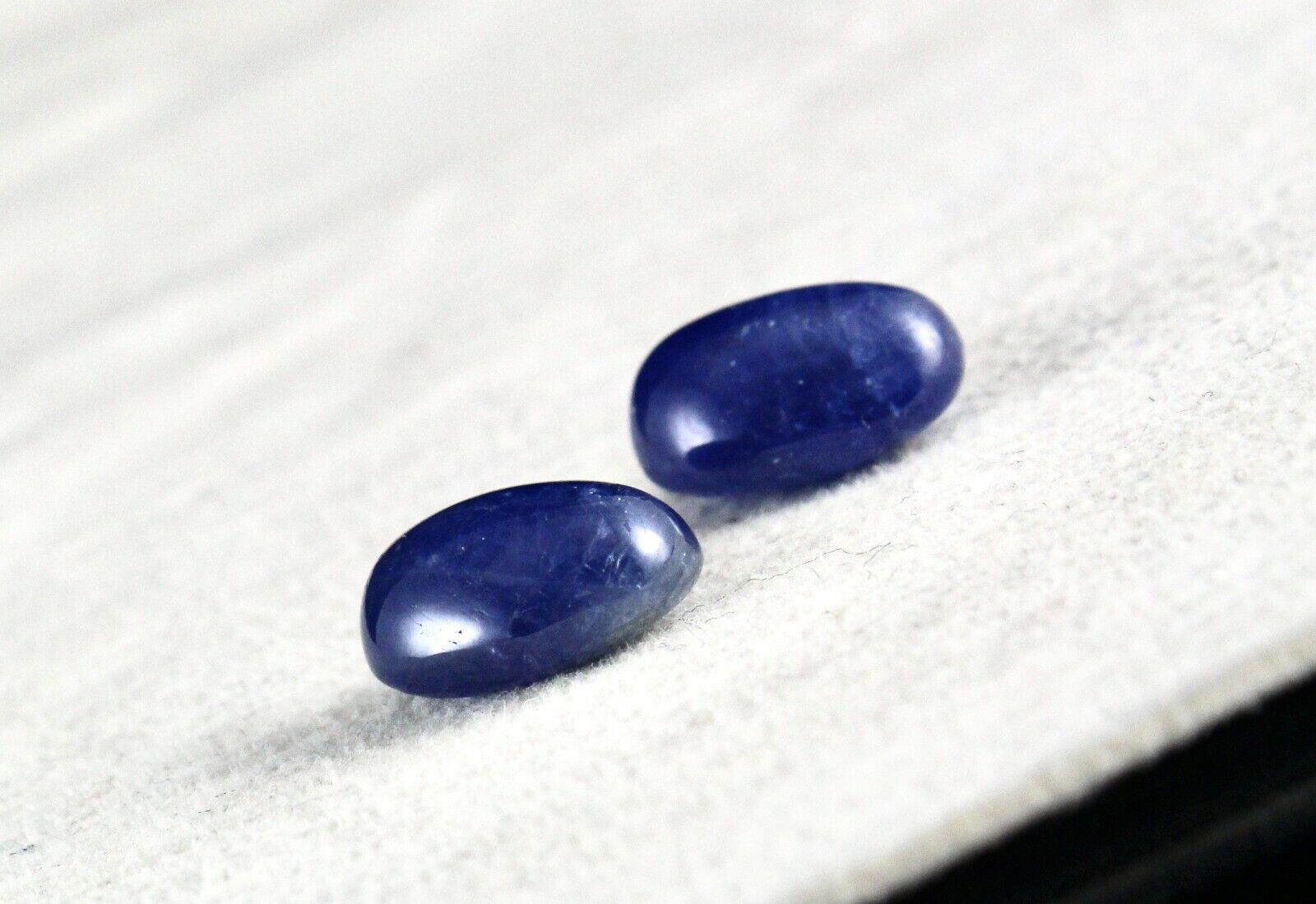 Natural Blue Sapphire Earring Cabochon Oval Pair 16.70 Carats Gemstone Designing