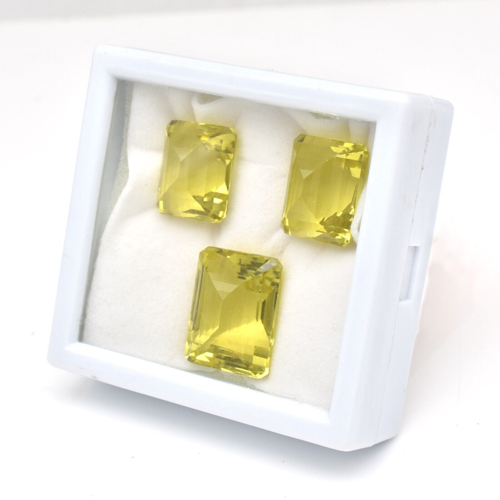 Natural Green Gold Lemon Quartz Octagon Cut 78.75 Ct Gemstone Earring Pendant