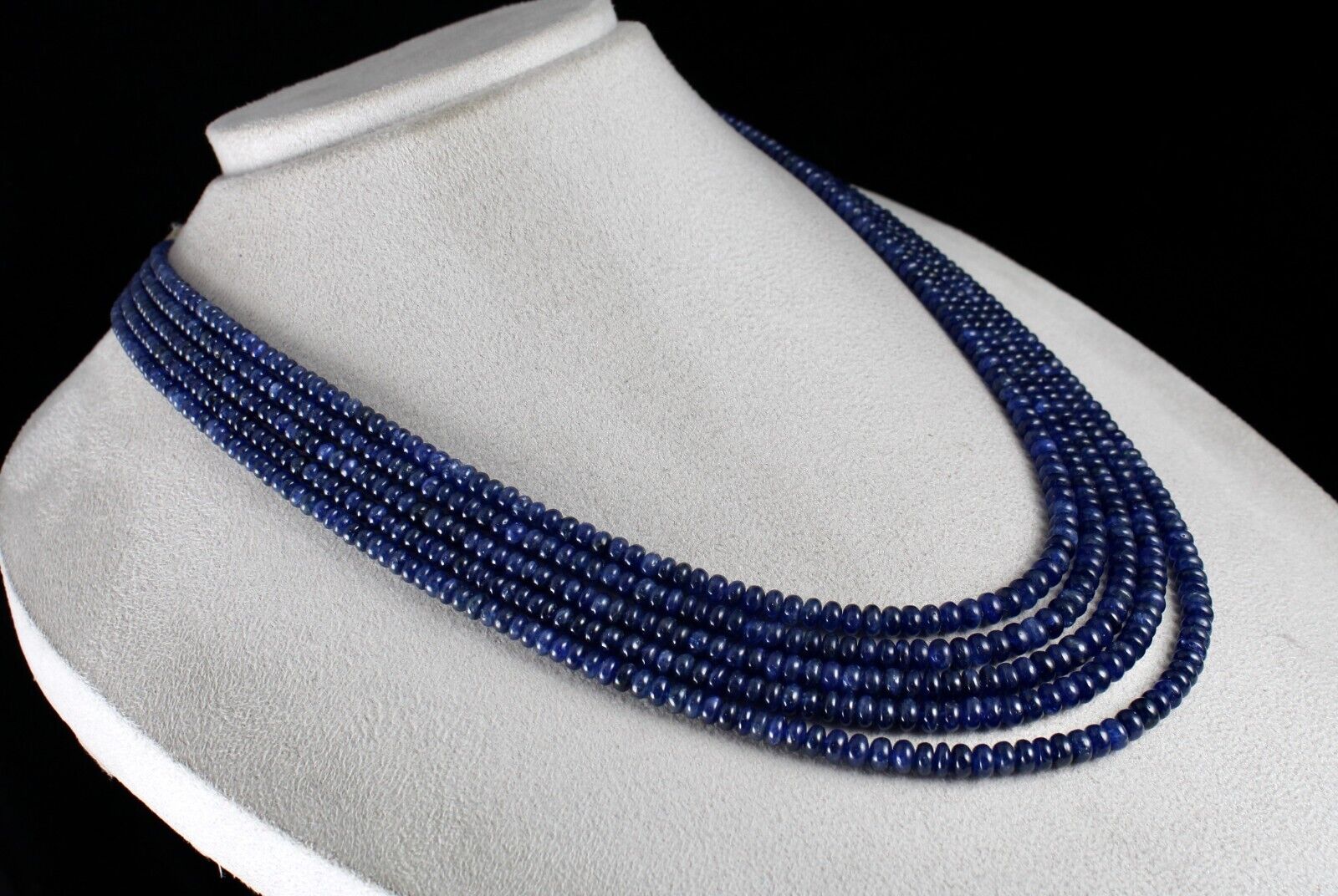 OLD MINES NATURAL BLUE SAPPHIRE BEADS ROUND 5 LINE 581 CARATS GEMSTONE NECKLACE