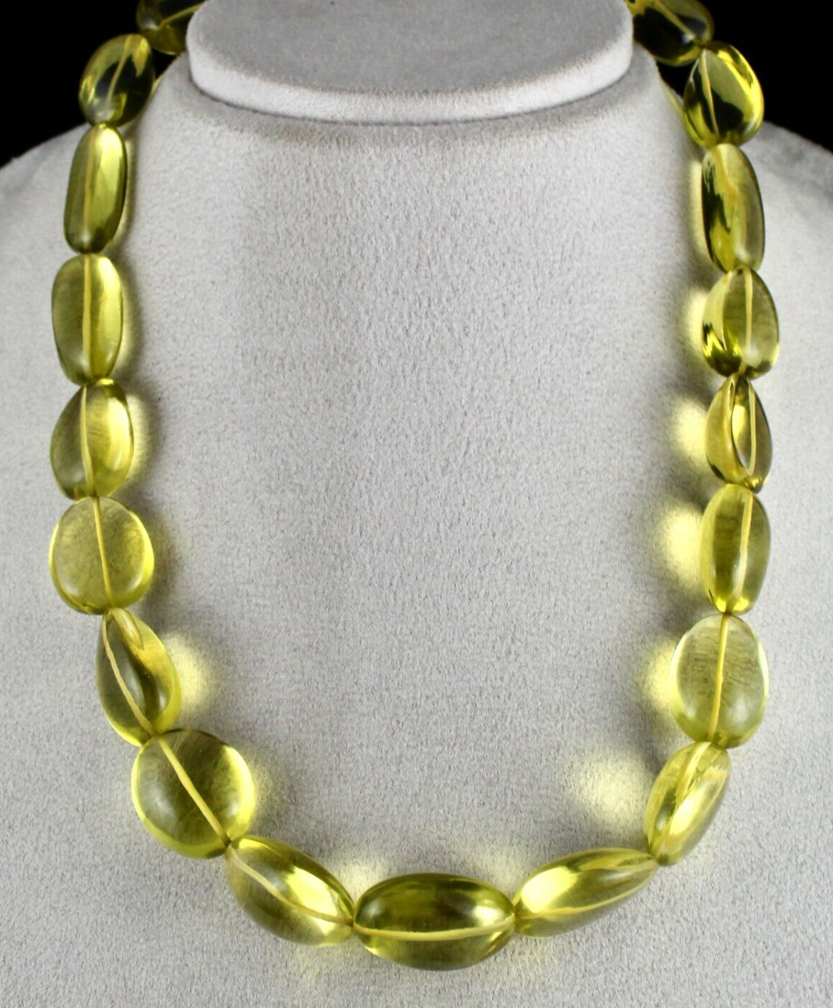 Natural Green Gold Lemon Quartz Beads Tumble 26mm 712 Carats Gemstone Necklace