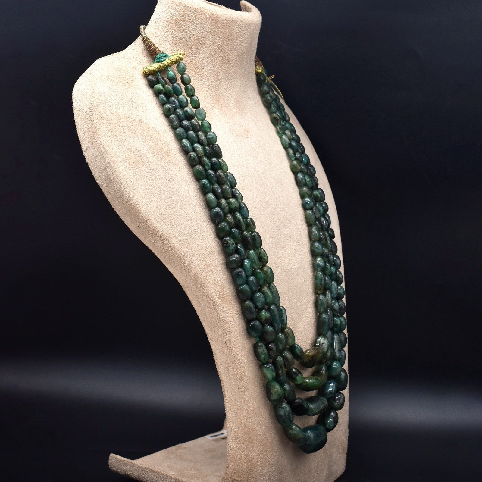 Certified Antique Necklace 4 L 804 Ct Natural Emerald Beads Vintage Gemstone