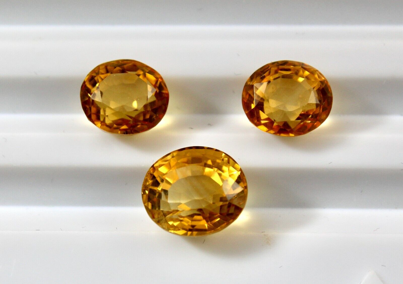 Yellow Citrine Gemstone Oval Shape 3 Pcs 18.26 Carats Excellent Earring Pendant