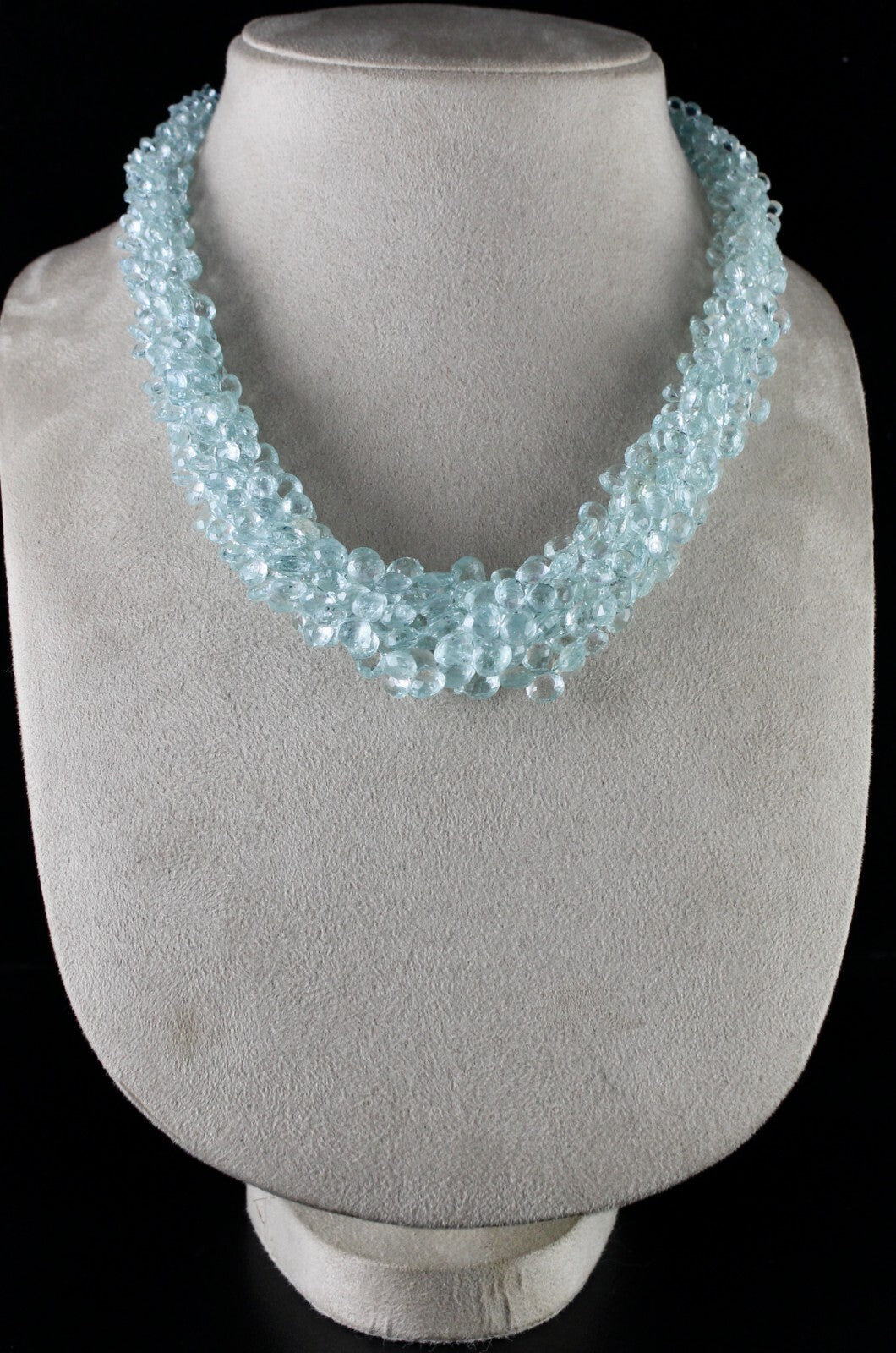 Certified Natural Aquamarine 647 Ct Teardrop Sterling Silver Statement Necklace