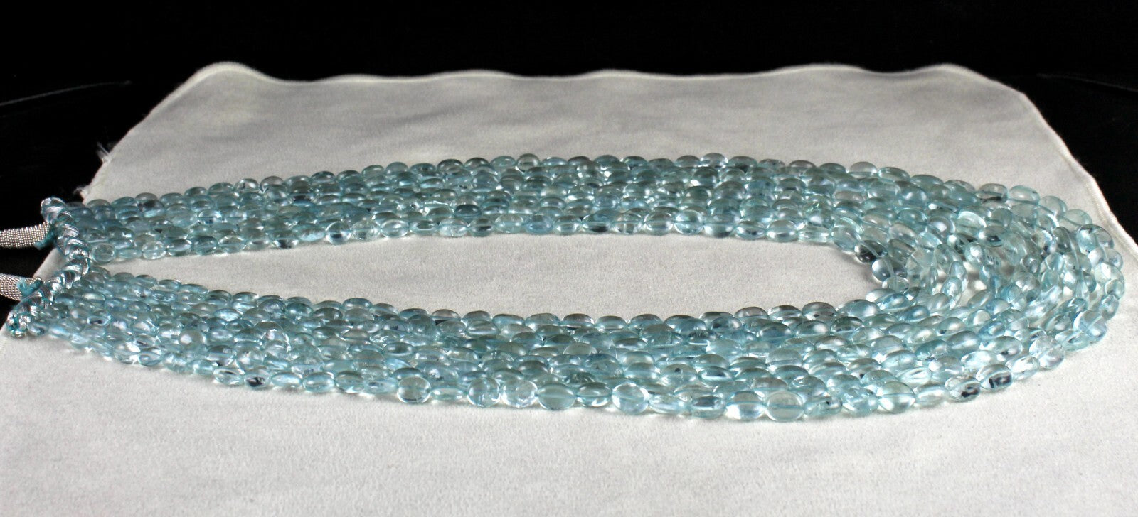 Certified Natural Aquamarine Beads Necklace 8l 965 Ct Blue Gemstone Important