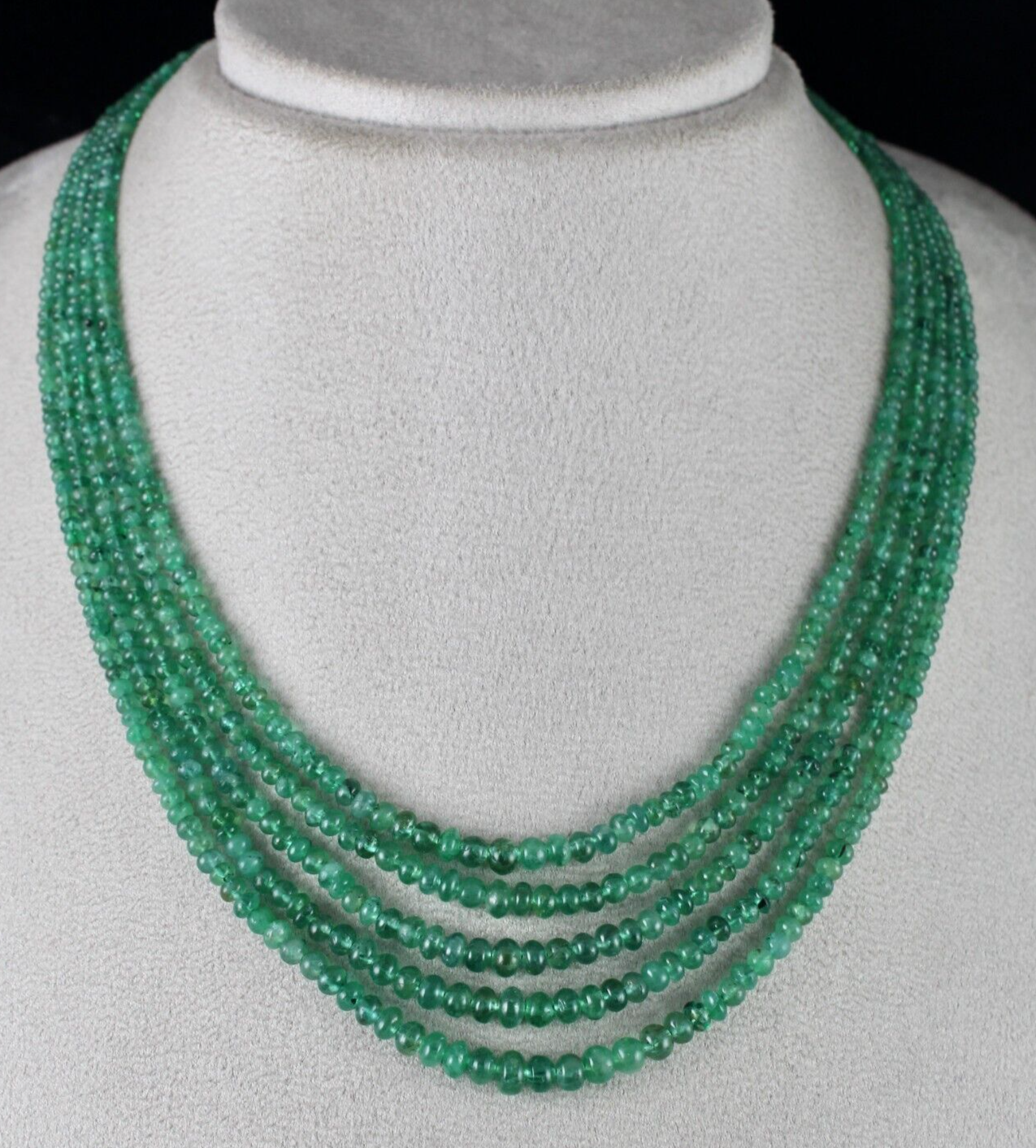 Certified Natural Emerald Beads Round 183ct Green Gemstone Necklace For Women