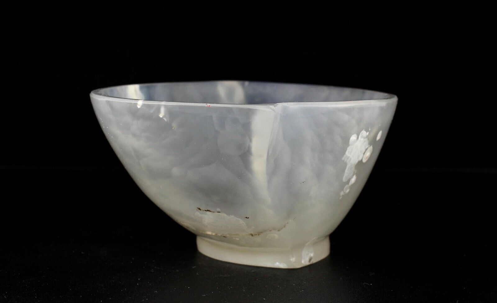 FINE CRAFTED NATURAL CHALCEDONY 1438 CARATS CARVED DESIGNER BOWL FOR HOME DECOR