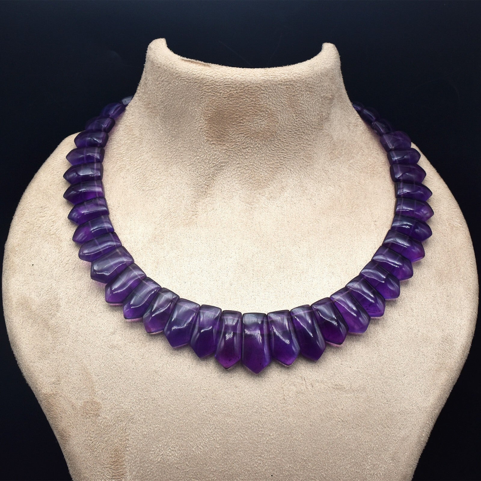 Certified Natural Amethyst 452 Ct Sterling Silver Semiprecious Necklace