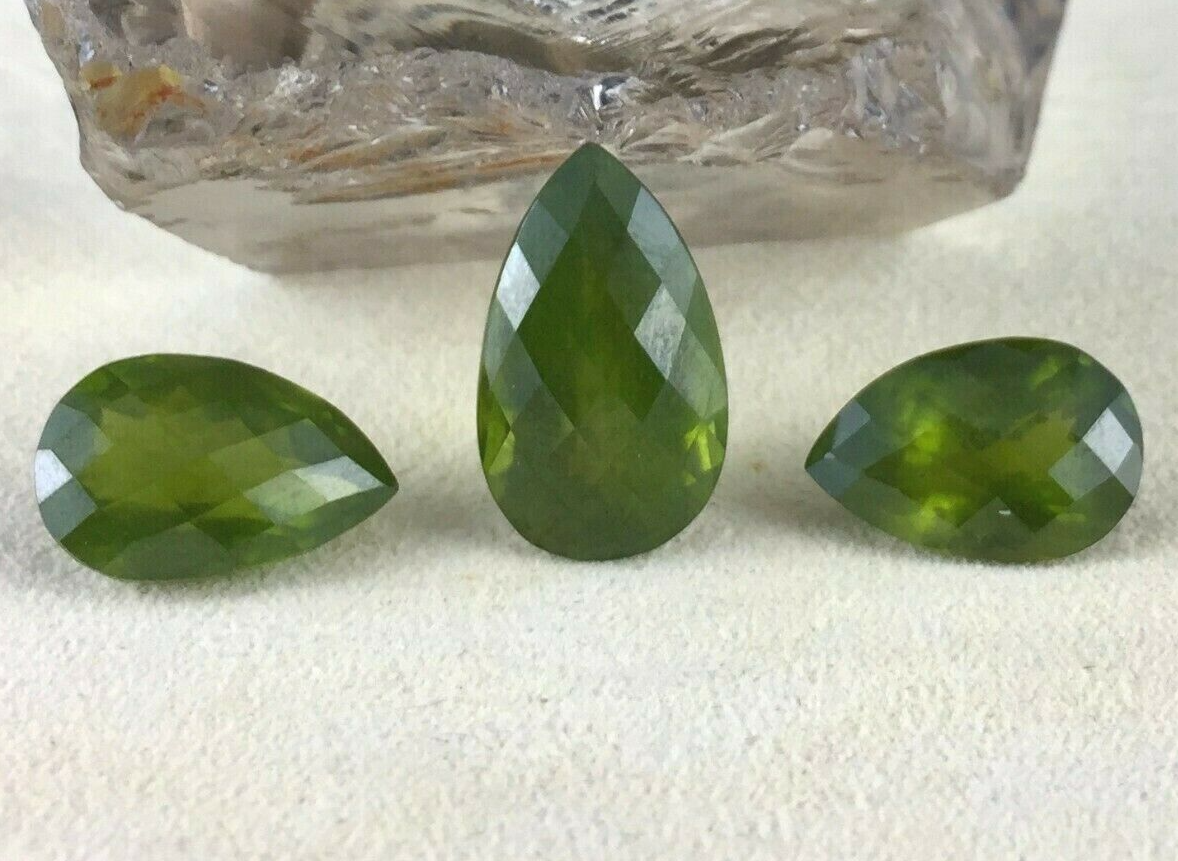 NATURAL VESUVIANITE IDOCRASE PEAR CUT 3 PCS 35.11 CTS GEMSTONE EARRING PENDANT