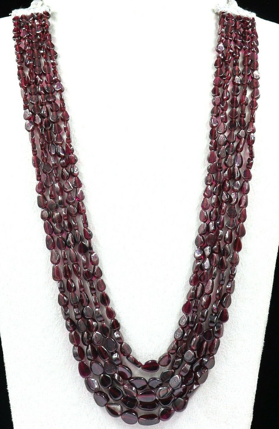 Natural Garnet Beads Fancy 5 L 593 Ct Red Gemstone Ladies Fashion Necklace