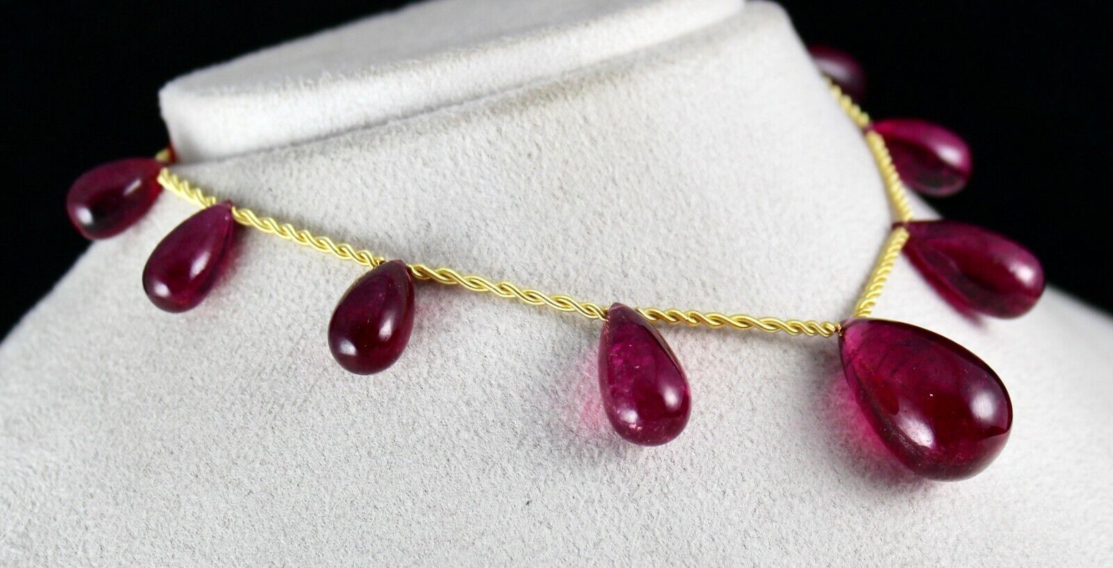 NATURAL PINK TOURMALINE RUBELLITE TEAR DROPS 161 CTS GEMSTONE NECKLACE HANGING