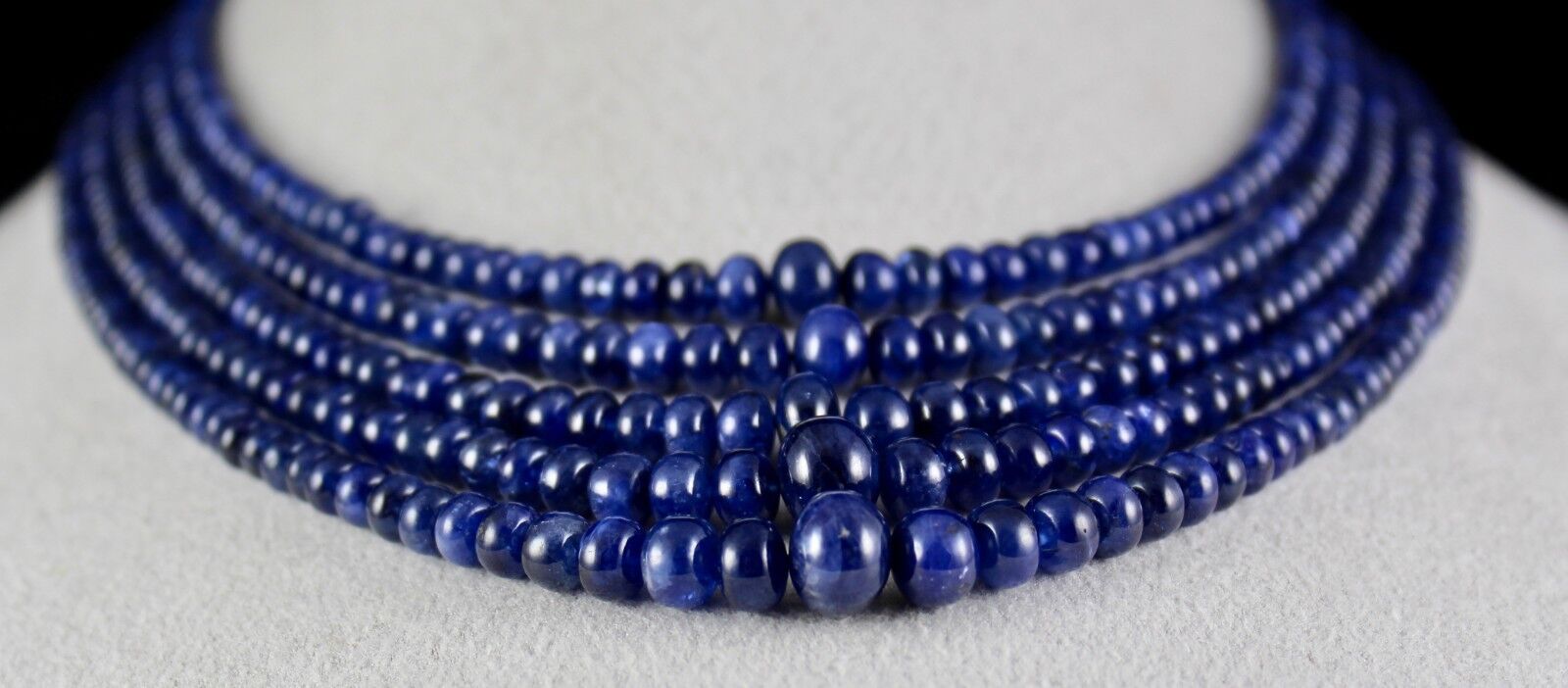 BURMESE BLUE SAPPHIRE BEADS ROUND 5 LINE 614 CTS GEMSTONE COLLECTORS NECKLACE