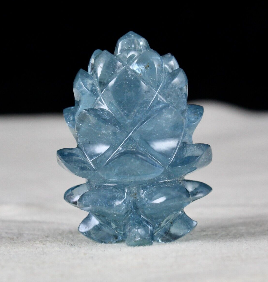 NATURAL BLUE AQUAMARINE CARVED FLOWER 92.41 CTS GEMSTONE FOR PENDANT DESIGNING