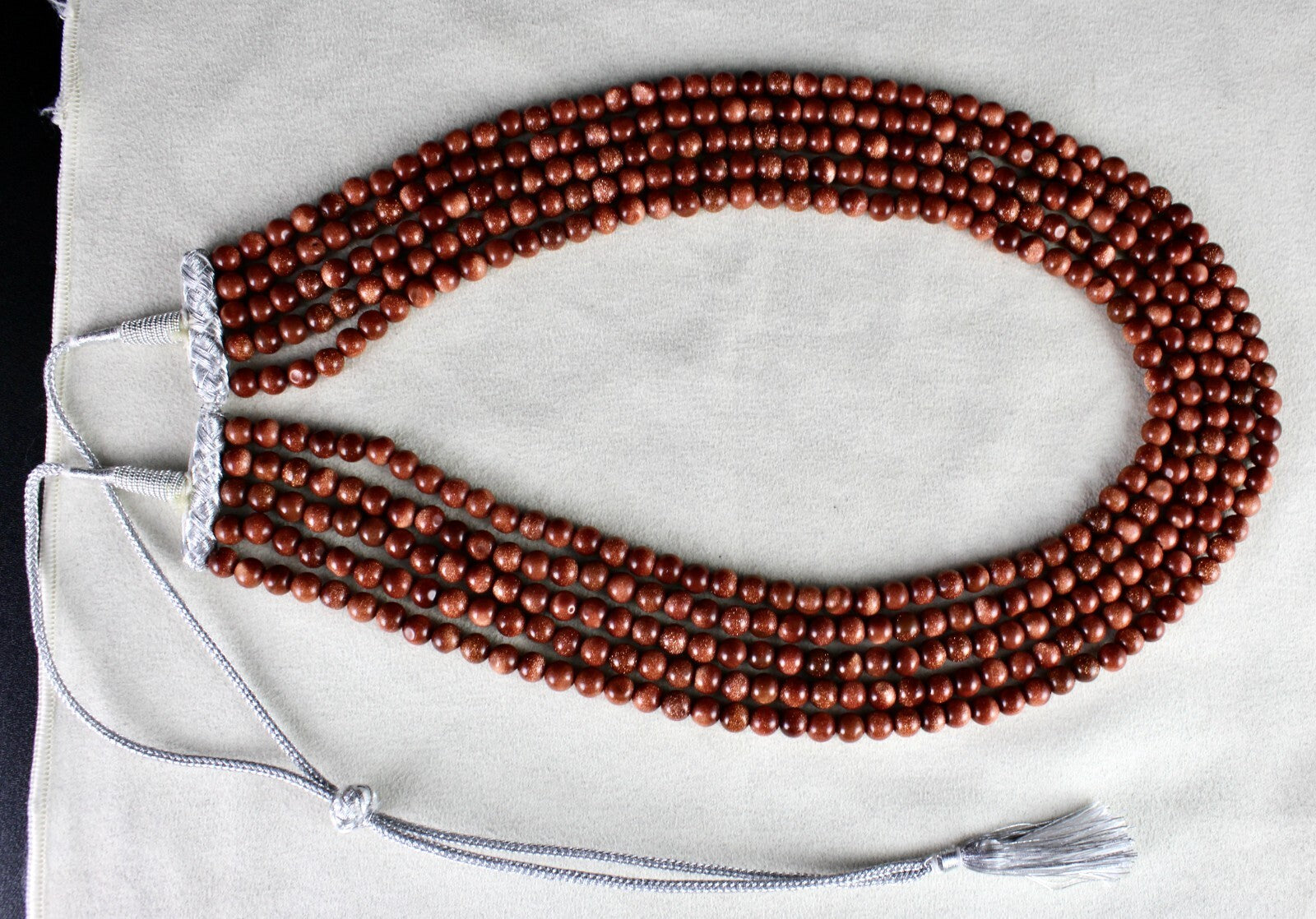 Gold Sun Sitara Sunstone Necklace 5 L 757 Ct Round Beads Semi Precious Gemstone