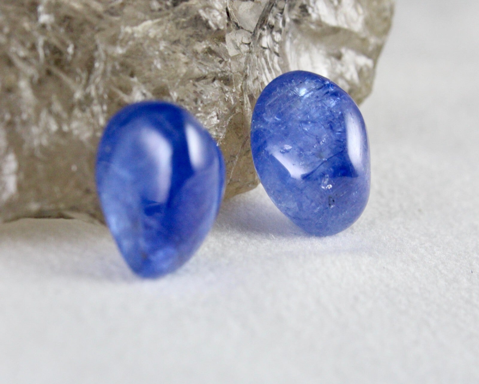 Certified Blue Sapphire Loose Natural 34.83 Ct Cabochon Pair Earrings