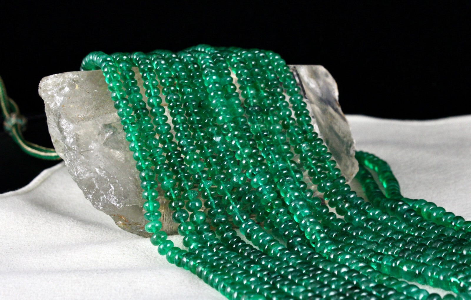 Certified Natural Zambia Emerald Beads 832ct Gemstone Necklace 7 Line