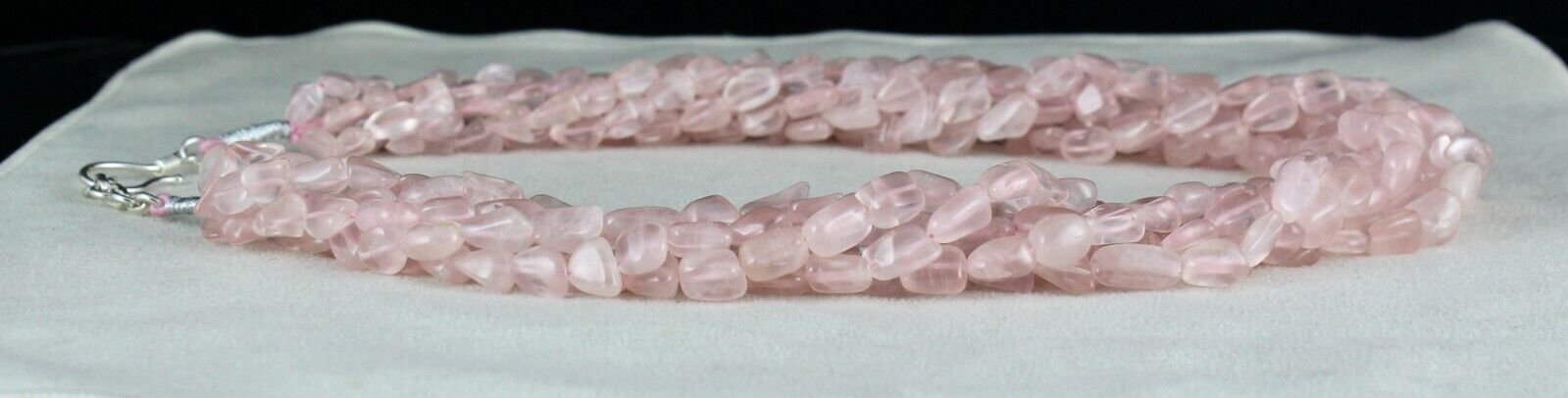 Natural Rose Quartz Beaded Necklace 6L 897 Carats Long Cabochon Gemstone Strings