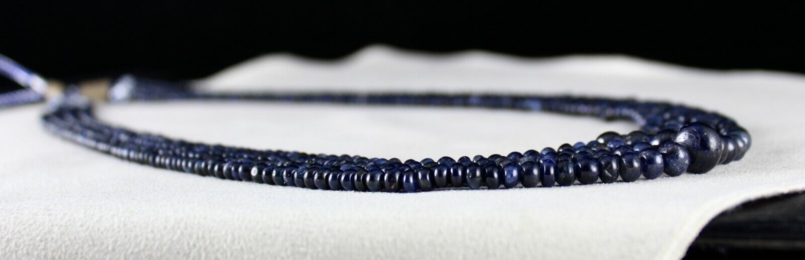 NATURAL BLUE SAPPHIRE BEADS ROUND 4 LINE 380 CTS GEMSTONE COLLECTORS NECKLACE