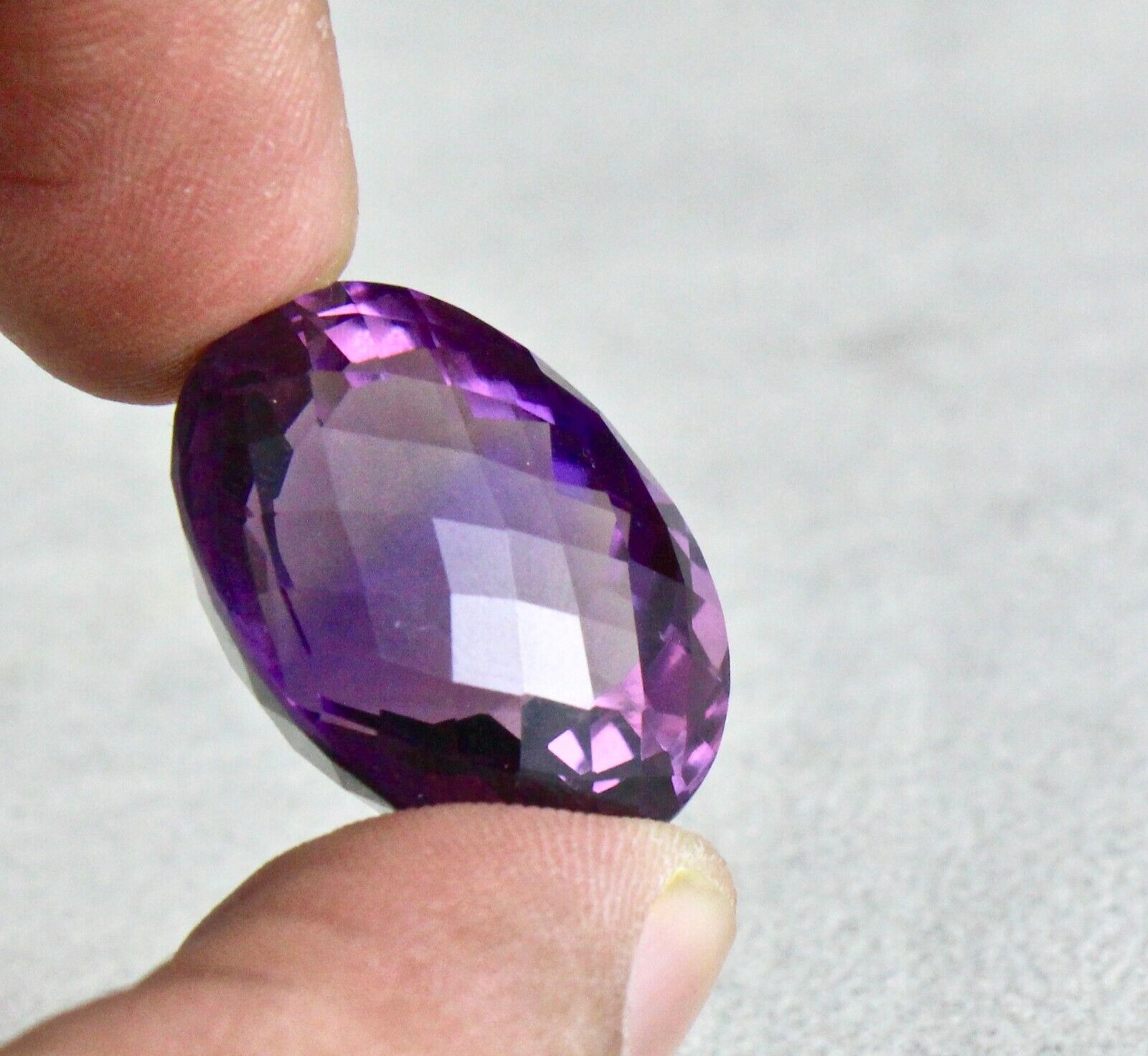 Big 25X20mm Natural Amethyst Oval Fine Cut 43.48 Ct Gemstone For Pendant Ring