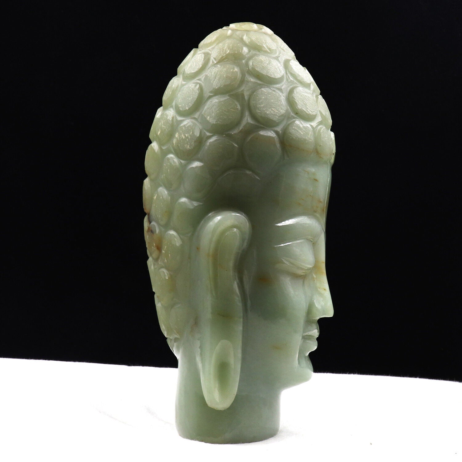 Natural White Jade Buddha Head 7 In 8585 Ct Gemstone Statue For Home Decor