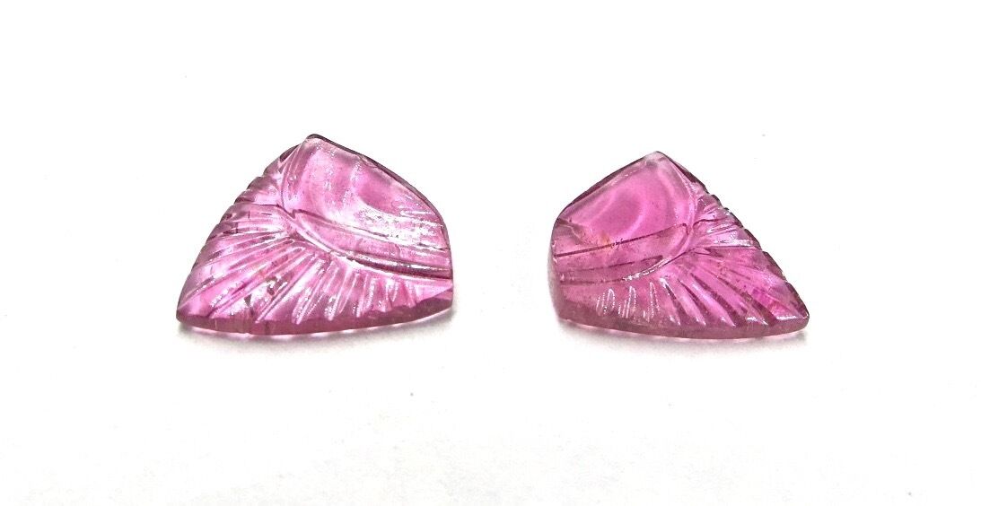 NATURAL PINK TOURMALINE CARVED LEAVES 9.07 CARATS GEMSTONE FOR EARRING PENDANT 